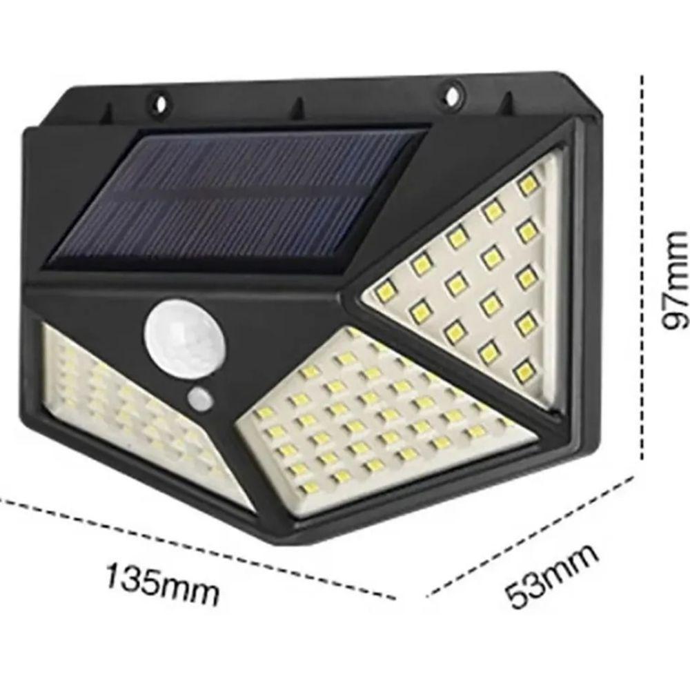 Luminaria Solar Arandela Kit 10 Uni 100 Leds Iluminaçao Rua Casa Parede Segurança - 3