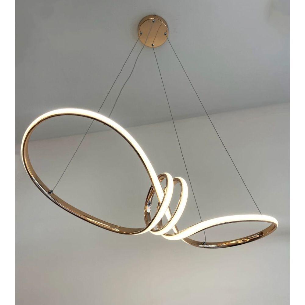 Lustre Luminaria Pendente Arco Aneis Infinito Led 3 Em 1 Decorativa Luxo Moderno Sala Quarto - 6