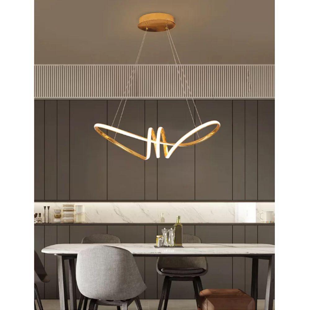 Lustre Luminaria Pendente Arco Aneis Infinito Led 3 Em 1 Decorativa Luxo Moderno Sala Quarto - 8