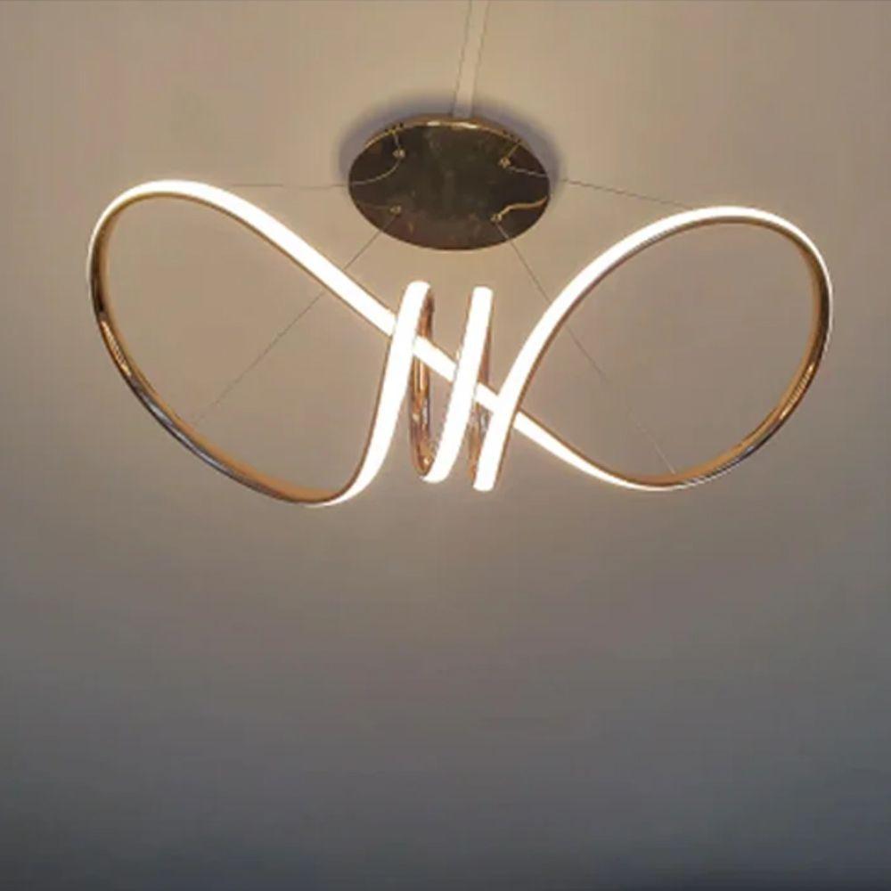 Lustre Luminaria Pendente Arco Aneis Infinito Led 3 Em 1 Decorativa Luxo Moderno Sala Quarto - 9