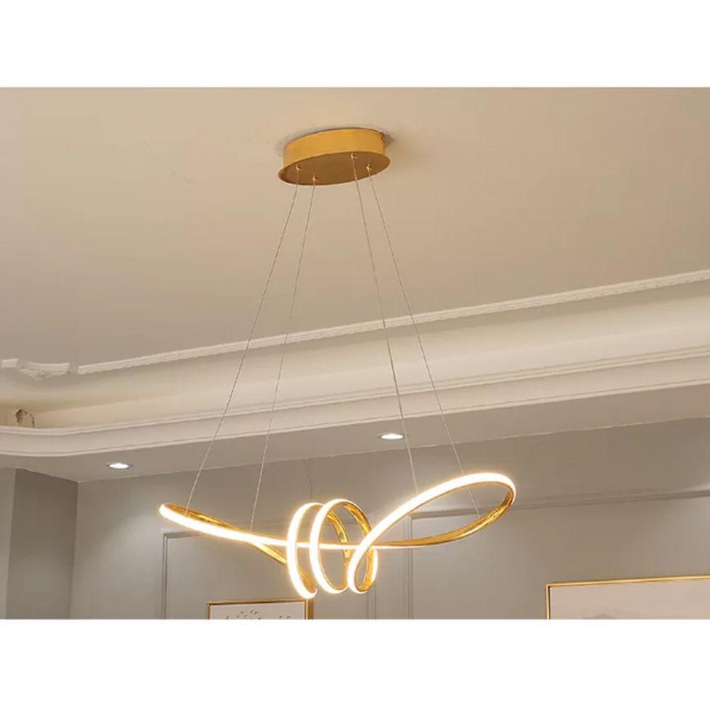 Lustre Luminaria Pendente Arco Aneis Infinito Led 3 Em 1 Decorativa Luxo Moderno Sala Quarto - 10