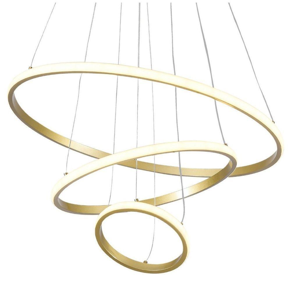 Luminaria Pendente Lustre 3 Em 1 Perfil Aneis Arco Led Infinito Regulavel Ajustavel Sala Quarto - 3