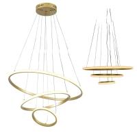 Luminaria Pendente Lustre 3 Em 1 Perfil Aneis Arco Led Infinito Regulavel Ajustavel Sala Quarto - 1