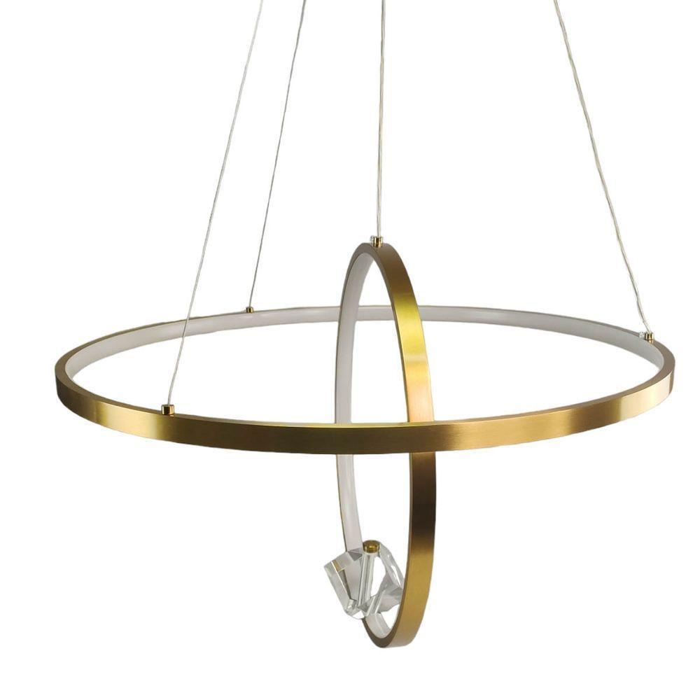 Luminaria Lustre Pendente 2 Aneis Arco Luxo Perfil Moderno Planeta Infinito Sala Jantar Re - 4