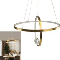 Luminaria Lustre Pendente 2 Aneis Arco Luxo Perfil Moderno Planeta Infinito Sala Jantar Re - 1