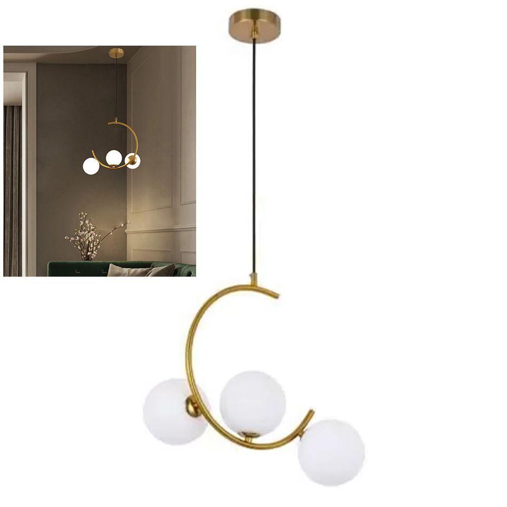 Lustre Luminaria Pendente Meia Lua Enfeite Luxo Sala Quarto Cozinha Recepçao Moderno Comer - 1