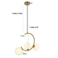 Lustre Luminaria Pendente Meia Lua Enfeite Luxo Sala Quarto Cozinha Recepçao Moderno Comer - 2