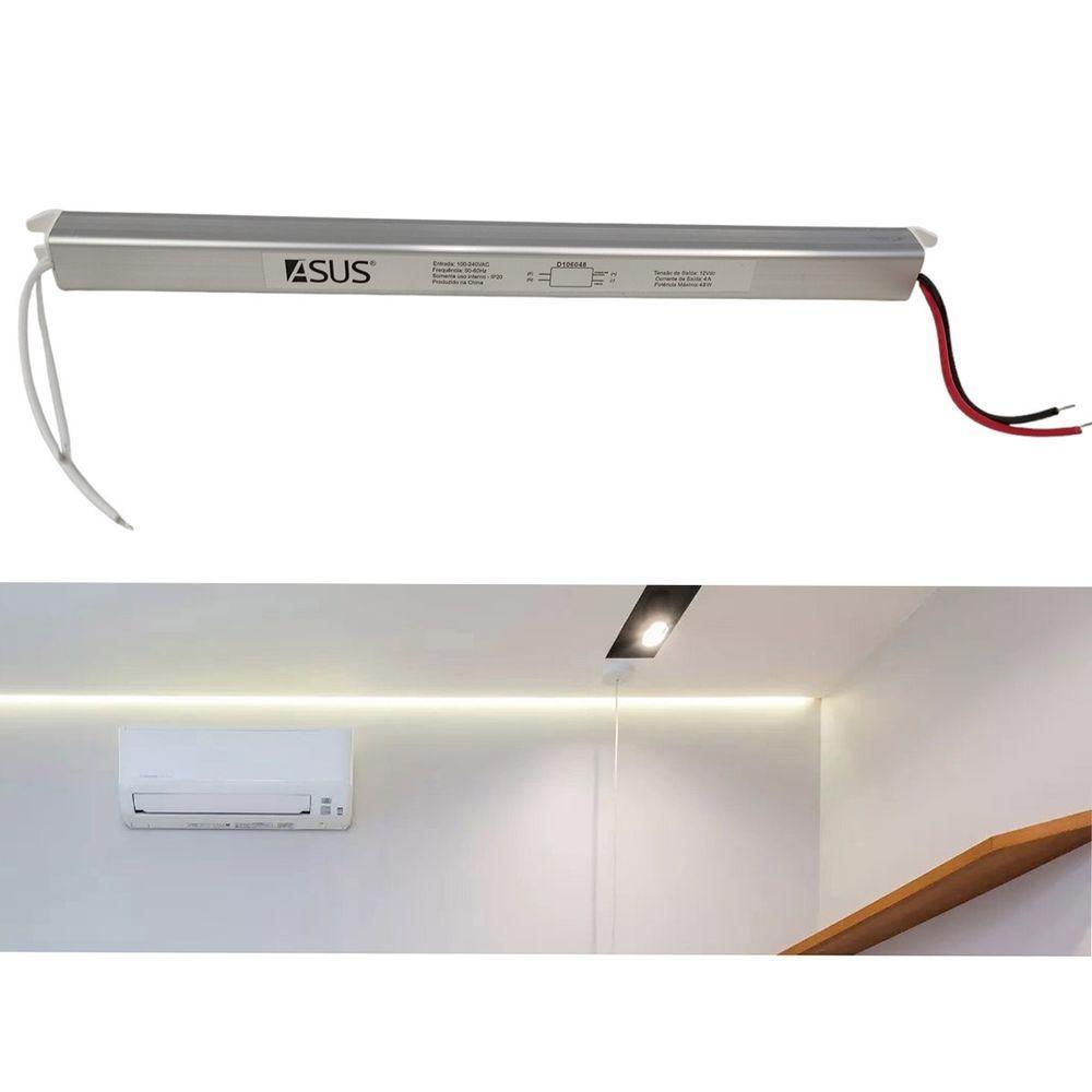 Fonte Slim Drive 48w 12v 4a Bivolt Perfil Fita Led Lustre Multiuso Luminaria - 1
