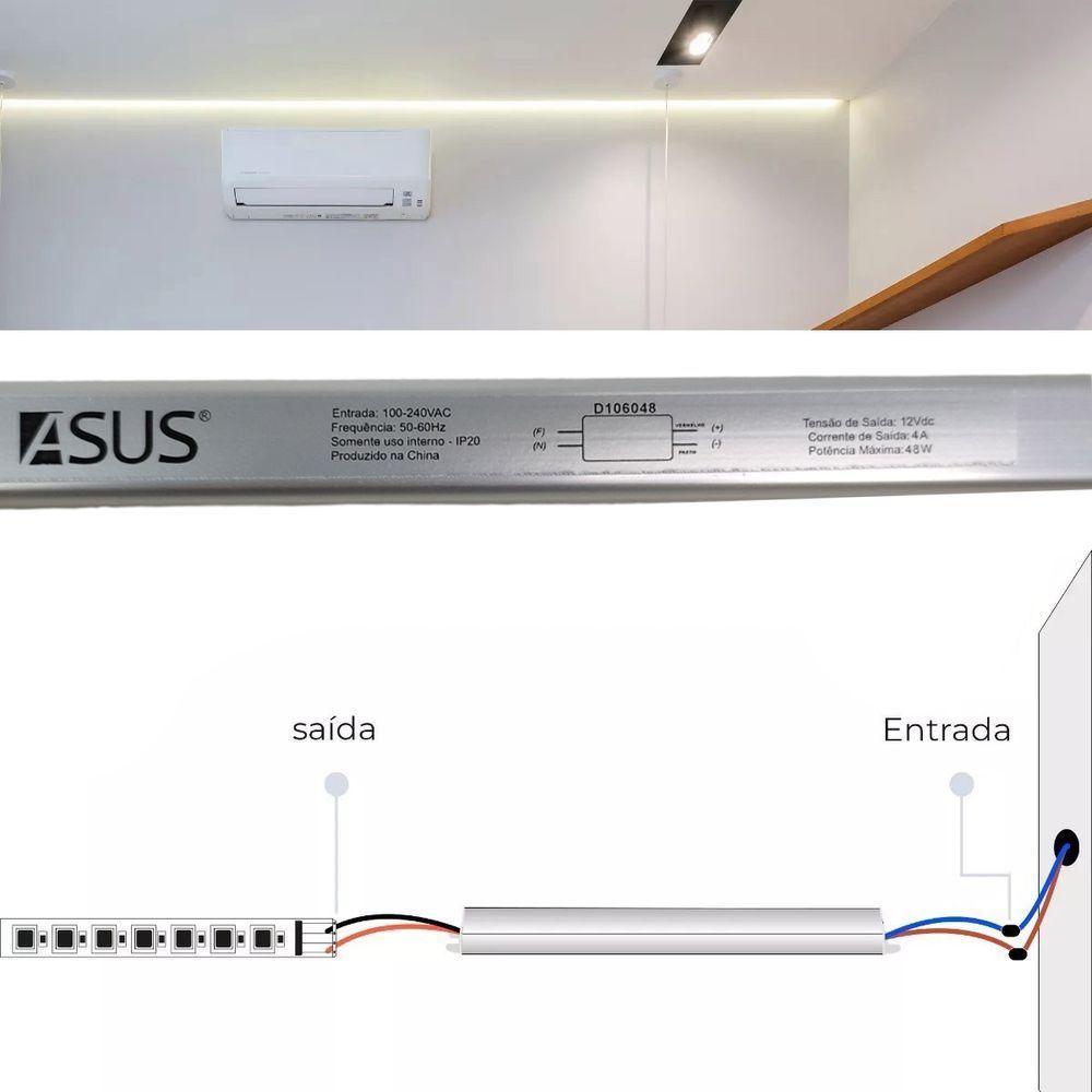 Fonte Slim Drive 48w 12v 4a Bivolt Perfil Fita Led Lustre Multiuso Luminaria - 3
