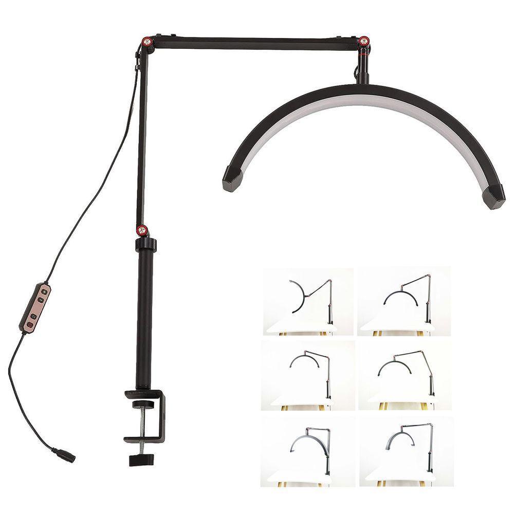 Luminaria Estetica Spa Arco Meia Lua 3 Tons Led Suporte Celular Mesa Angulo Ajustavel Limpeza - 1