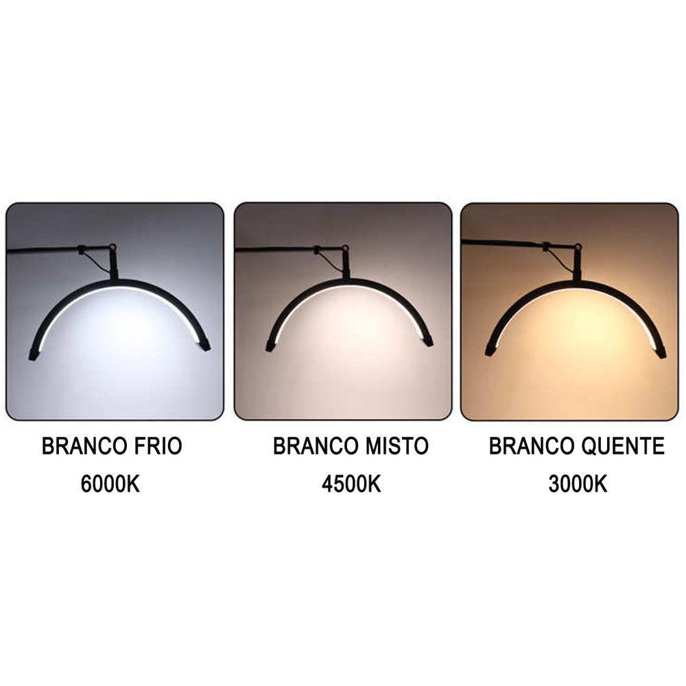 Luminaria Estetica Spa Arco Meia Lua 3 Tons Led Suporte Celular Mesa Angulo Ajustavel Limpeza - 4