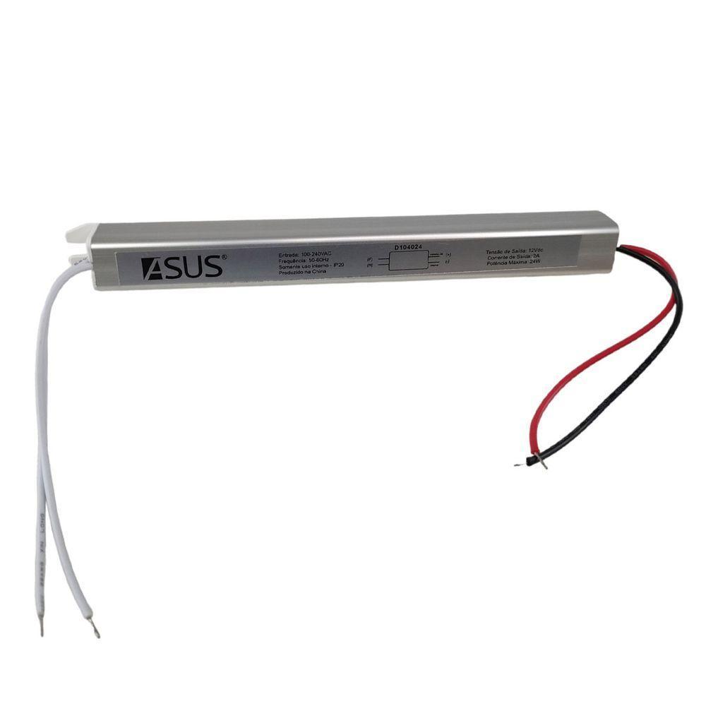 Fonte Slim Drive Bivolt 24w 12v 2a Perfil Fita Led Iluminaçao Lustres Luminaria - 1
