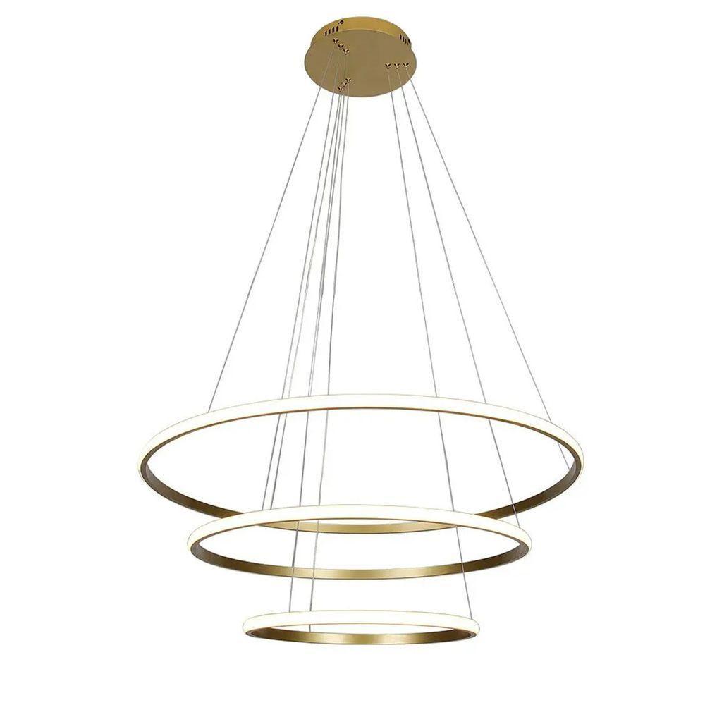 Lustre 3 Em 1 Aneis Led Arco Perfil Luminaria Pendente Ajustavel Regulavel Quarto Sala De Jantar - 5