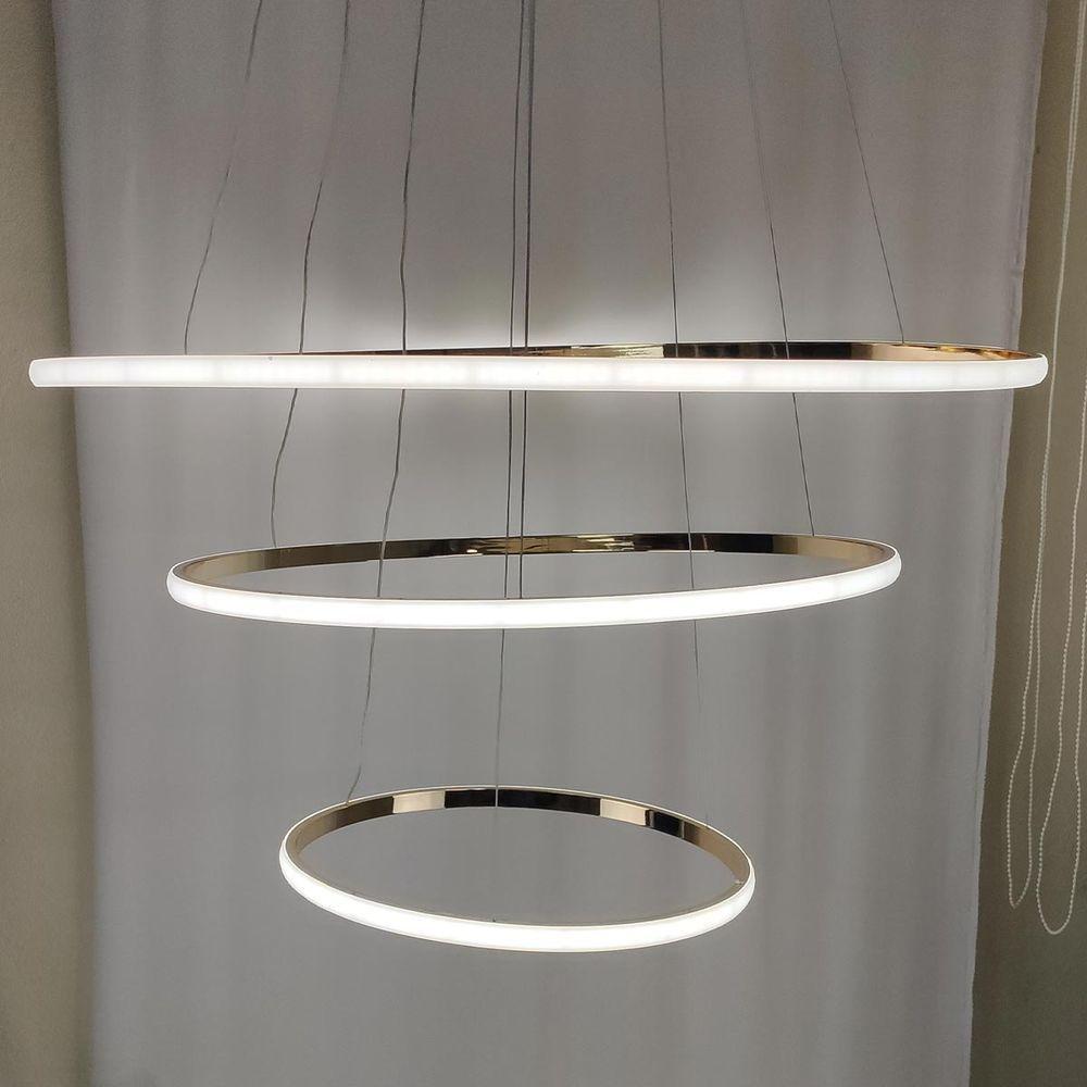 Lustre 3 Em 1 Aneis Led Arco Perfil Luminaria Pendente Ajustavel Regulavel Quarto Sala De Jantar - 8