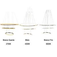 Lustre 3 Em 1 Aneis Led Arco Perfil Luminaria Pendente Ajustavel Regulavel Quarto Sala De Jantar - 6