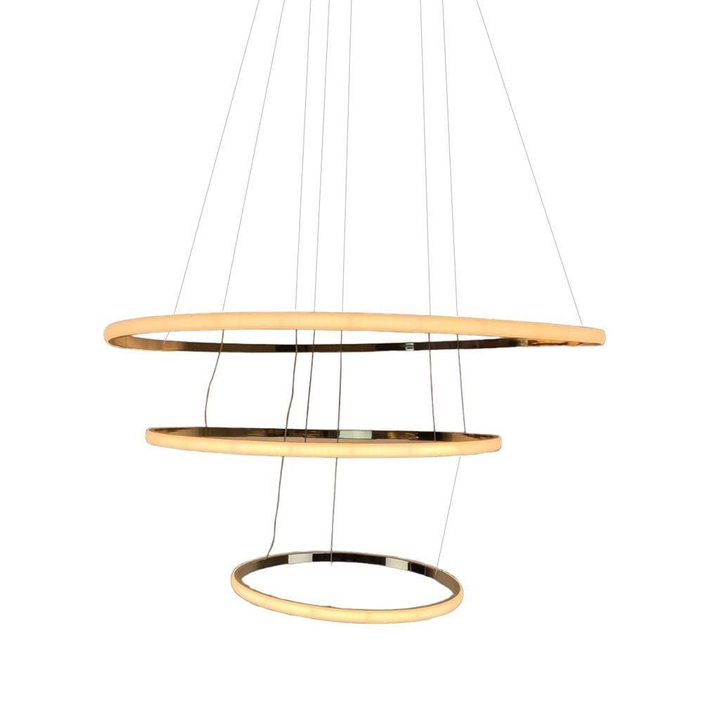 Lustre Luminaria 3 Em 1 Aneis Arco Pendente Led Perfil Infinito Ajustavel Regulavel Quarto Sala - 1