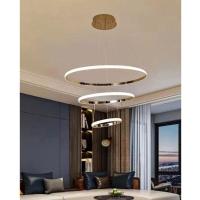 Lustre Luminaria 3 Em 1 Aneis Arco Pendente Led Perfil Infinito Ajustavel Regulavel Quarto Sala - 2