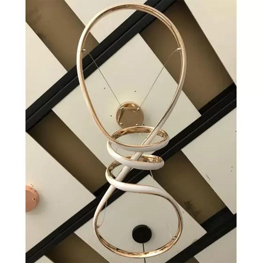 Lustre Luminaria Arco Aneis Infinito 3 Em 1 Pendente Led Luxo Ambiente Moderno Sala Recepç - 4