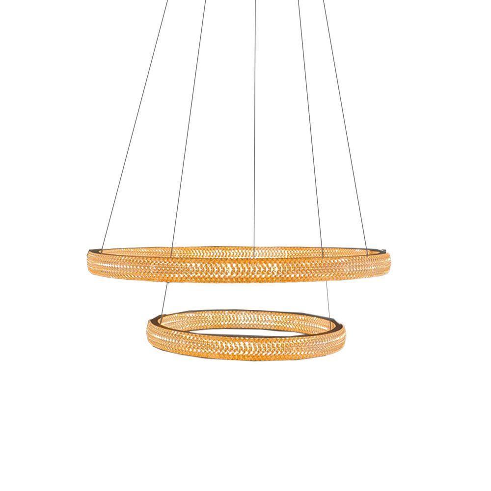 Luminaria Pendente Led 2 Aneis Lustre 52w Luxo Arco Cristal Moderno Sala Quarto Cozinha R - 10