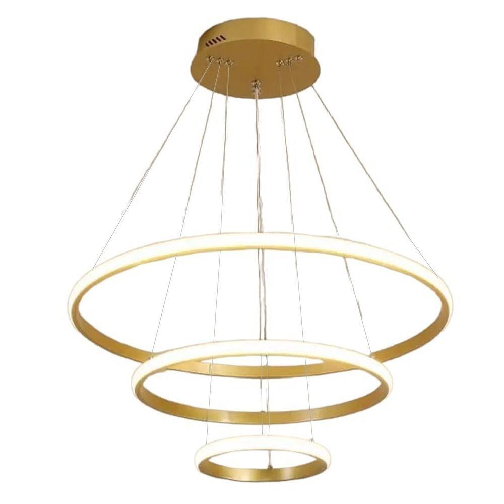 Luminaria Lustre 3 Em 1 Aneis Arco Perfil Led Infinito Ajustavel Regulavel Pendente Iluminaçao Sala - 1