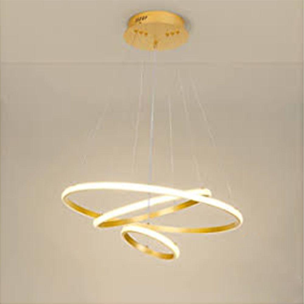 Luminaria Lustre 3 Em 1 Aneis Arco Perfil Led Infinito Ajustavel Regulavel Pendente Iluminaçao Sala - 3