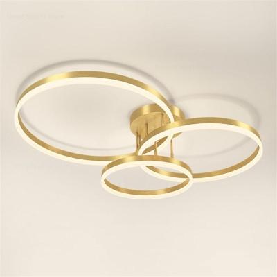 Lustre Luminaria Aneis Infinito 3 Em 1 Perfil Led Arco Orbital Decorativo Moderno Luxo Quarto Sala