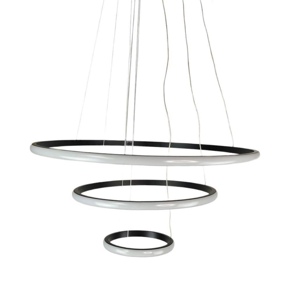 Lustre Pendente Luminaria Moderna Led 3 Aneis Luxo Arcos 48w Rustico Bivolt Regulavel Perfil - 2