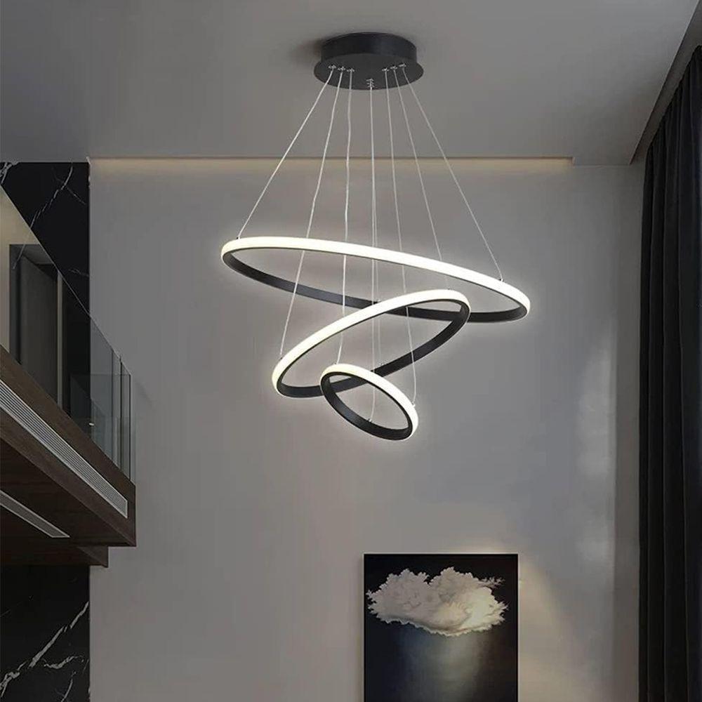 Lustre Pendente Luminaria Moderna Led 3 Aneis Luxo Arcos 48w Rustico Bivolt Regulavel Perfil - 5