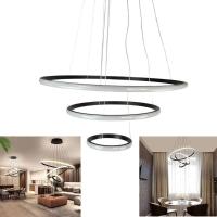 Lustre Pendente Luminaria Moderna Led 3 Aneis Luxo Arcos 48w Rustico Bivolt Regulavel Perfil - 1