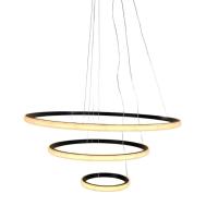 Lustre Pendente Luminaria Moderna Led 3 Aneis Luxo Arcos 48w Rustico Bivolt Regulavel Perfil - 3