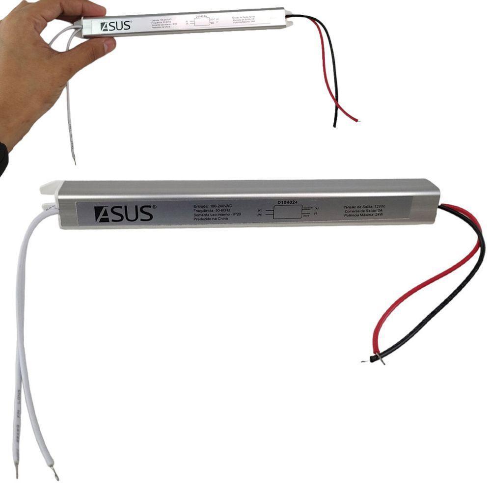 Fonte Slim Drive 24w Bivolt 12v 2a Perfil Fita Led Ip20 Iluminaçao Lustre Luminaria - 1