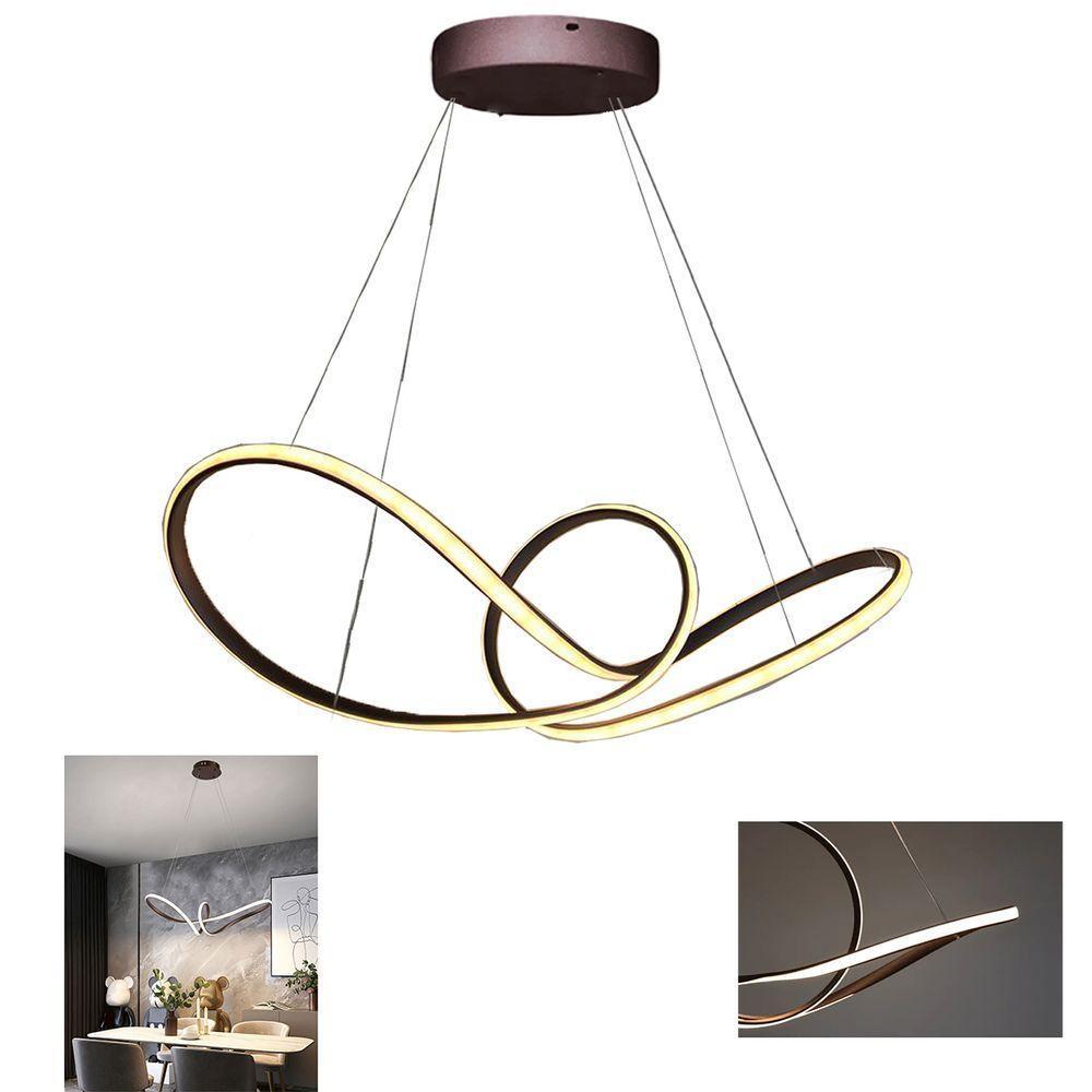Lustre Pendente Arco Infinito 3 Em 1 Aneis Led 49w Luminaria Luxo Teto Sala De Jantar - 1