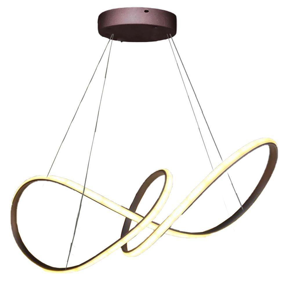 Lustre Pendente Arco Infinito 3 Em 1 Aneis Led 49w Luminaria Luxo Teto Sala De Jantar - 7