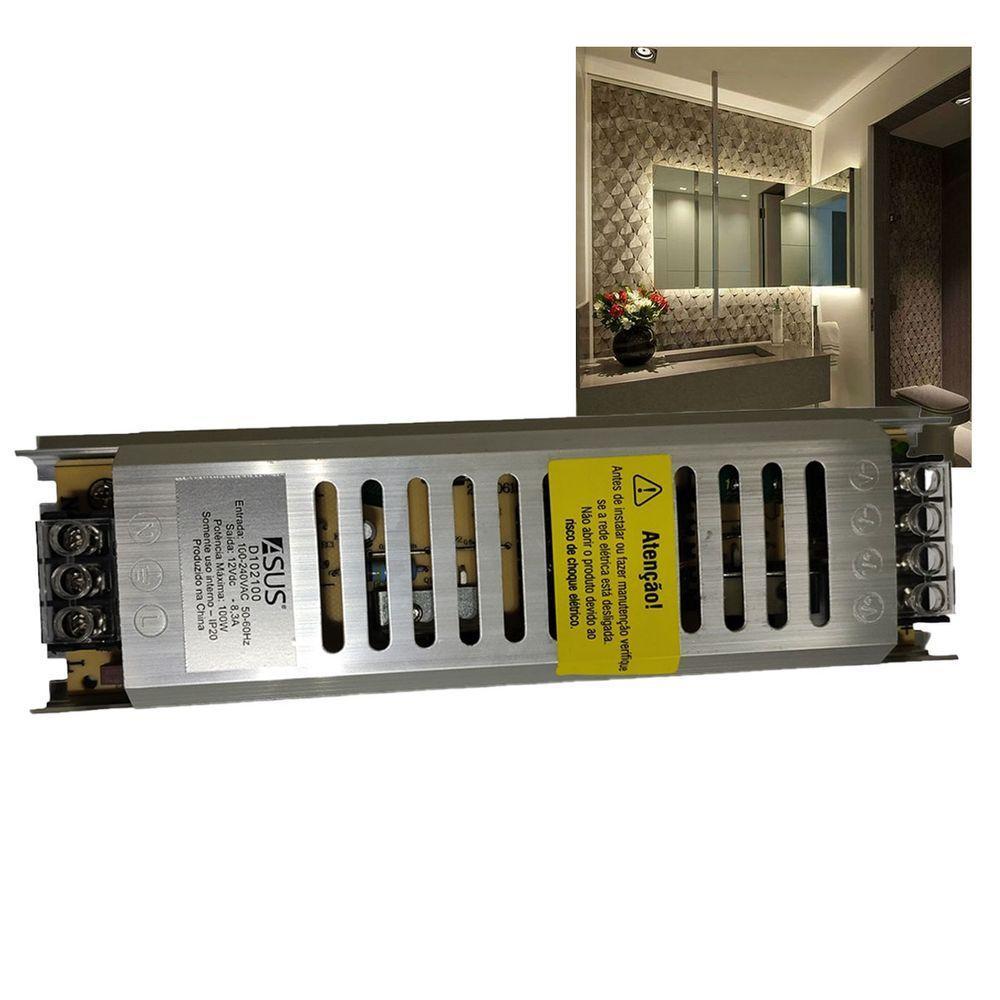 Fonte Driver Chaveada 8,3a 12v Camera Cftv Perfil Fita De Led Bivolt Lustre Luminaria Potente - 1