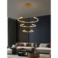 Lustre Luminaria Led 3 Aneis Arco Pendente Luxo Perfil 94w Sala De Estar Quarto Recepçao - 6