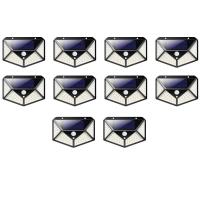 Luminaria Solar Sensor Presença Movimento Kit 10 Uni 100 Led 3 Funçoes Branco - 1