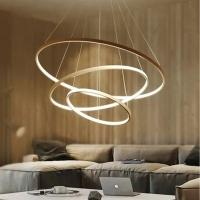 Lustre Luminaria Led 3 Aneis Pendente Luxo 3 Em 1 Perfil Decorativo Residencial Comercial Sala - 3