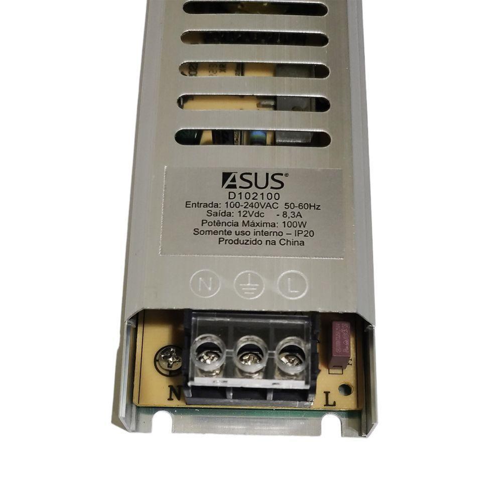 Fonte Driver Chaveada 12v 8,3a Perfil Fita De Led Cftv Camera Luminaria Lustre Circuito - 7