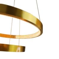 Luminaria Pendente Lustre Arco 2 Aneis Dourado Cristal Led 52w Moderno Sala De Estar Casa Recepçao - 3