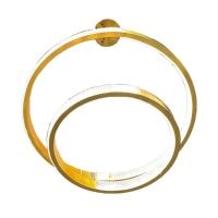 Luminaria Pendente Lustre Arco 2 Aneis Dourado Cristal Led 52w Moderno Sala De Estar Casa Recepçao