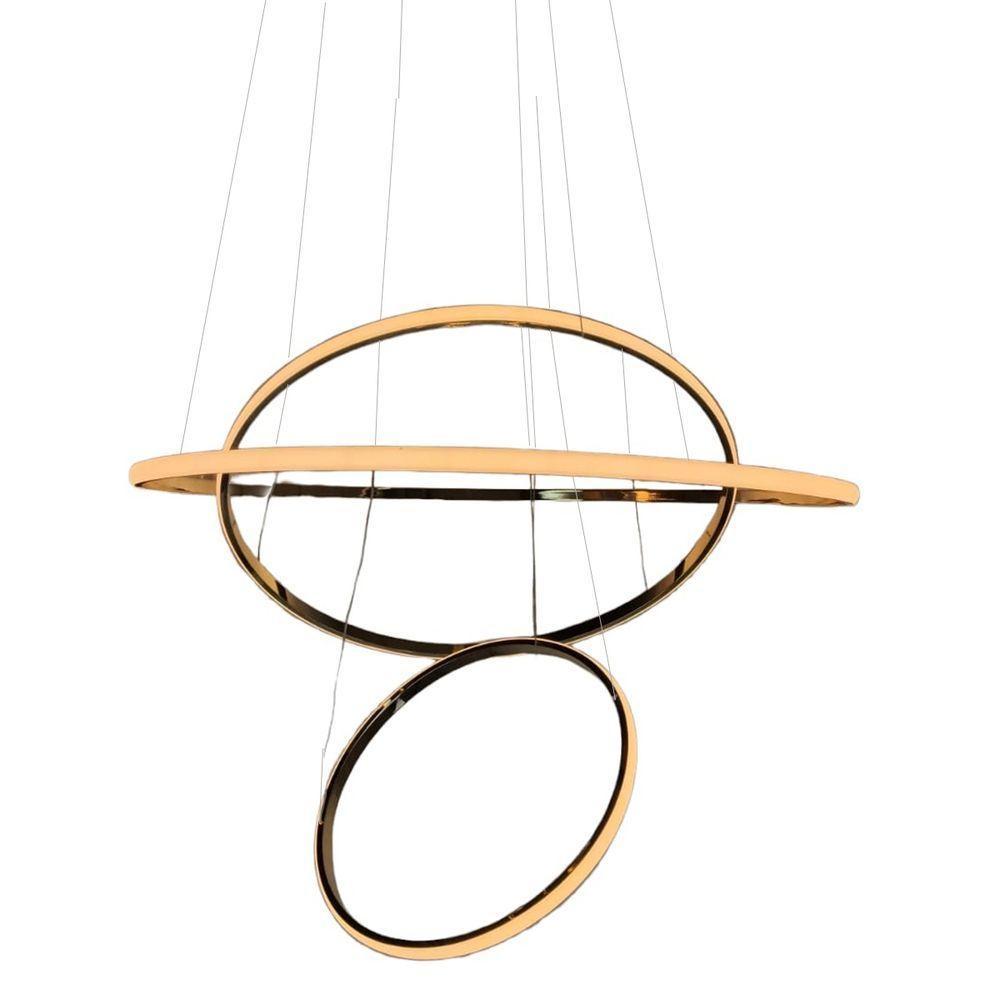 Luminaria 3 Em 1 Arco Aneis Lustre Pendente Regulavel Ajustavel Perfil Infinito Led Iluminaçao - 4