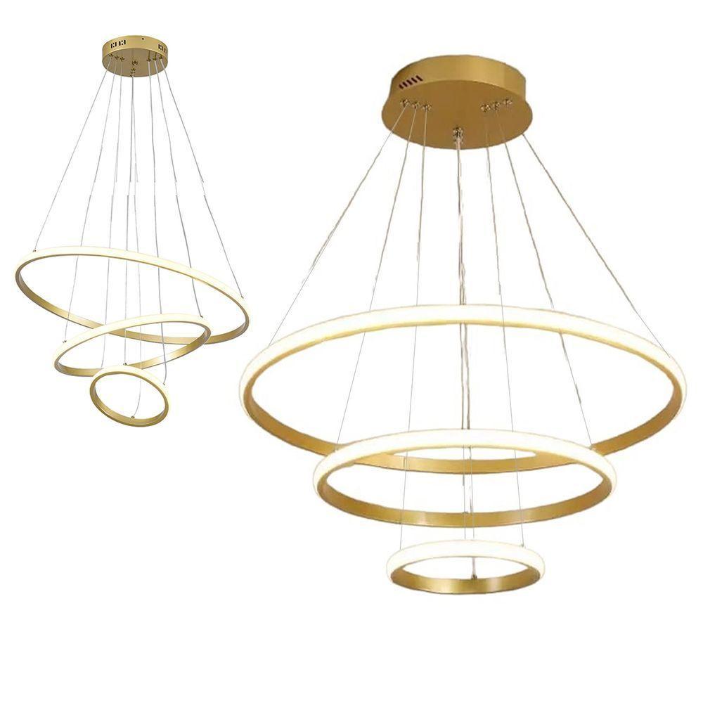 Lustre Pendente Led 3 Em 1 Luminaria Aneis Perfil Infinito Arco Ajustavel Regulavel Ambiente - 1