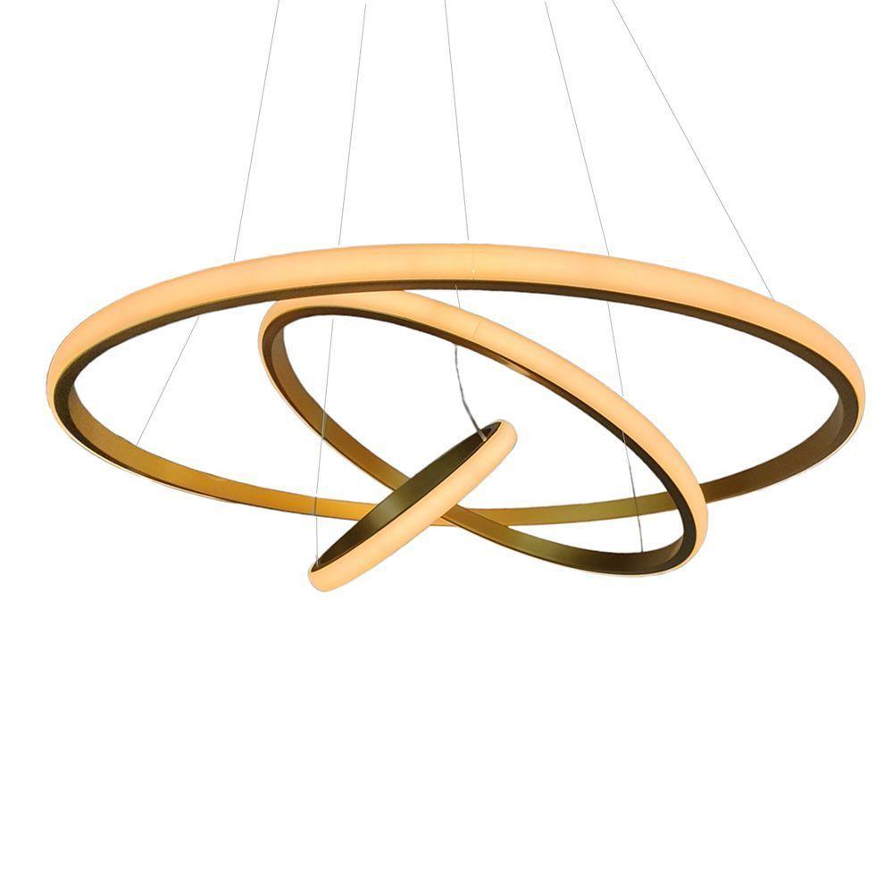 Lustre Pendente Led 3 Em 1 Luminaria Aneis Perfil Infinito Arco Ajustavel Regulavel Ambiente - 3