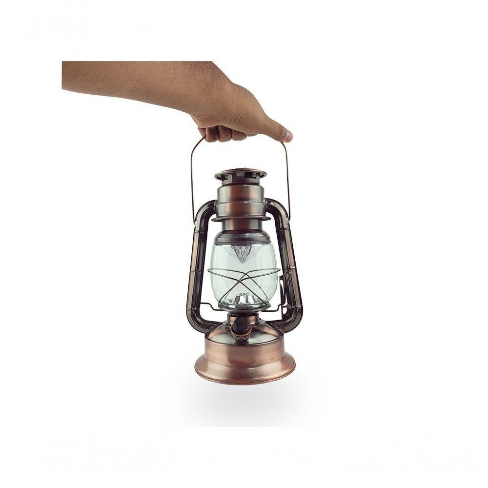 Luminária Lampião De Cobre Com Luz De Led De Alto Brilho Controle De Intensidade A 3 Pilhas - 3