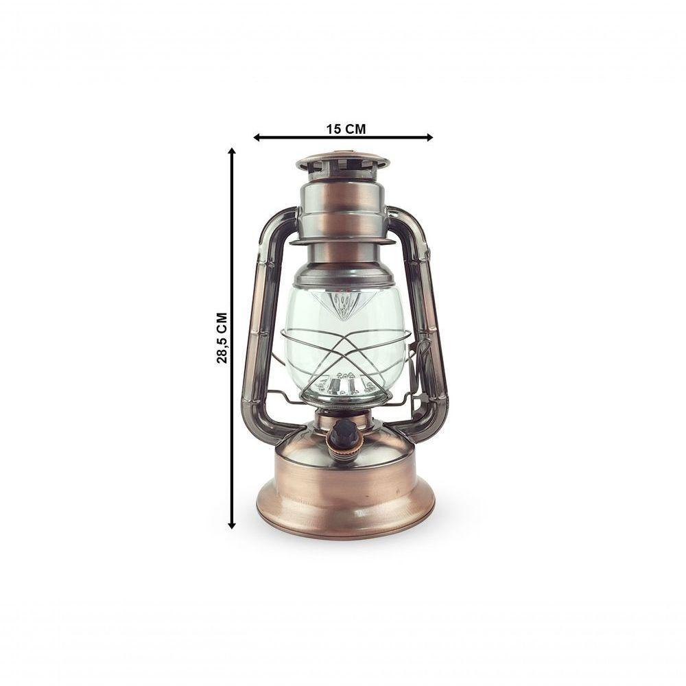 Luminária Lampião De Cobre Com Luz De Led De Alto Brilho Controle De Intensidade A 3 Pilhas - 6