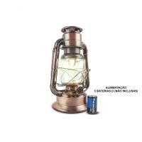 Luminária Lampião De Cobre Com Luz De Led De Alto Brilho Controle De Intensidade A 3 Pilhas - 5