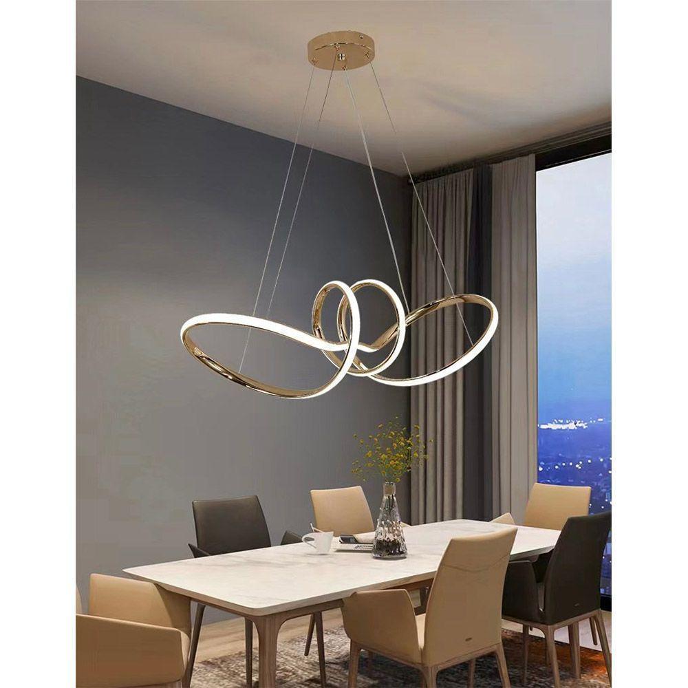 Lustre Luminaria Arco Pendente Aneis Infinito 3 Em 1 Led Luxo Ambiente Recepçao Casa - 5