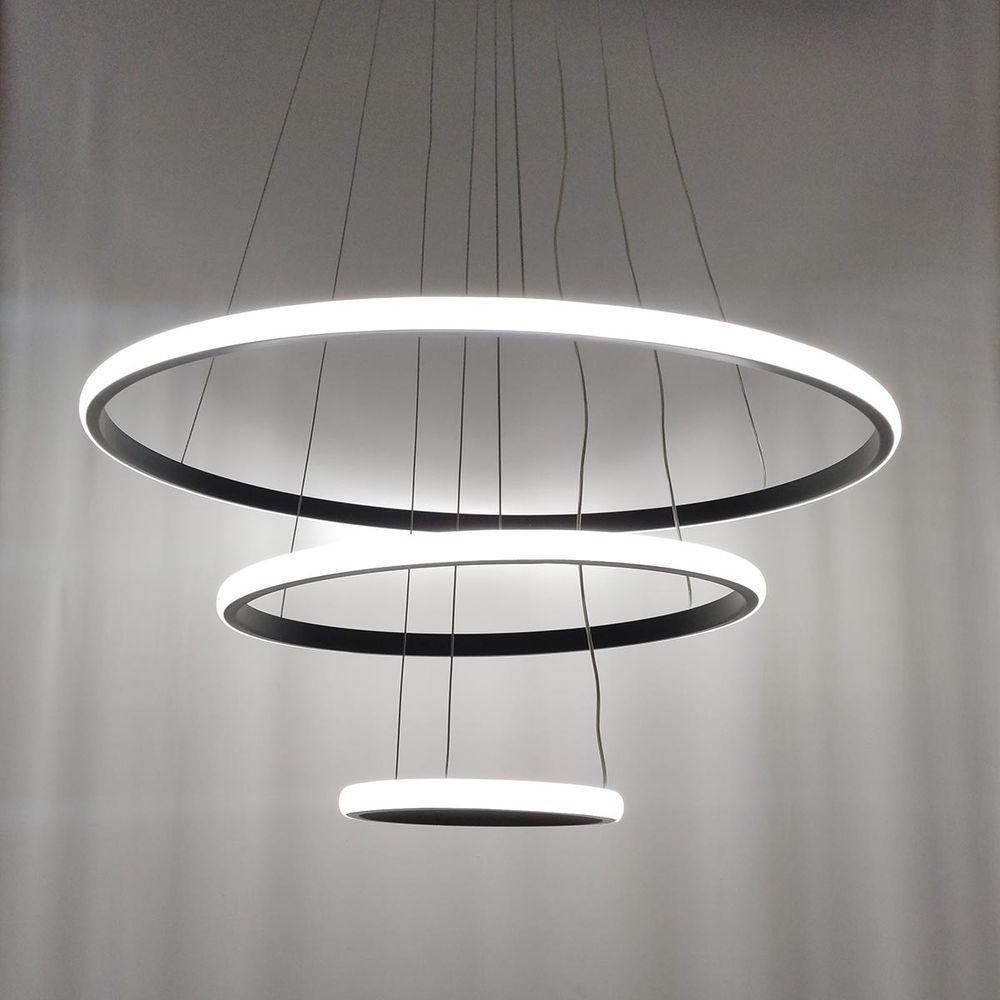 Lustre Pendente Luminaria 3 Arcos Aneis Luxo Perfil Infinito 48w Rustico - 7