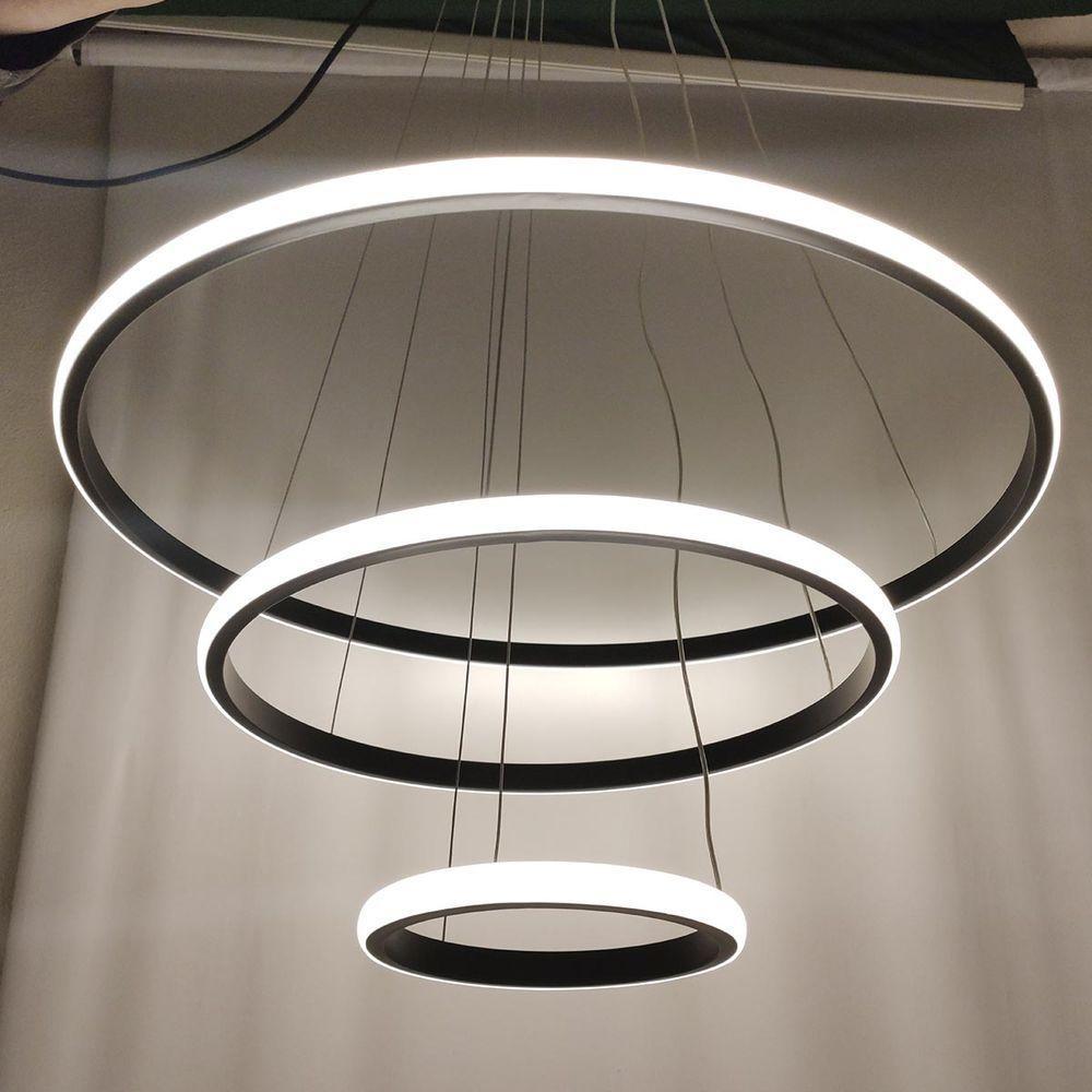 Lustre Pendente Luminaria 3 Arcos Aneis Luxo Perfil Infinito 48w Rustico - 10