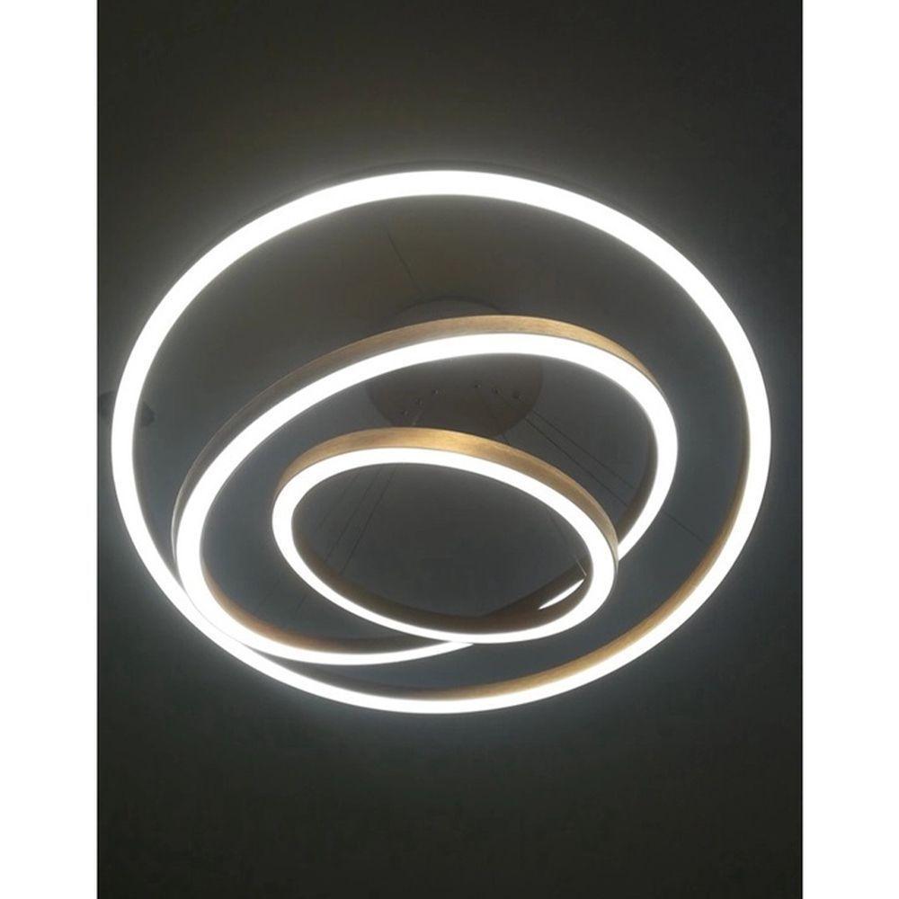 Lustre Luminaria Led 3 Aneis Pendente 3 Em 1 Perfil Luxo Ajustavel Ambiente Quarto Sala - 3